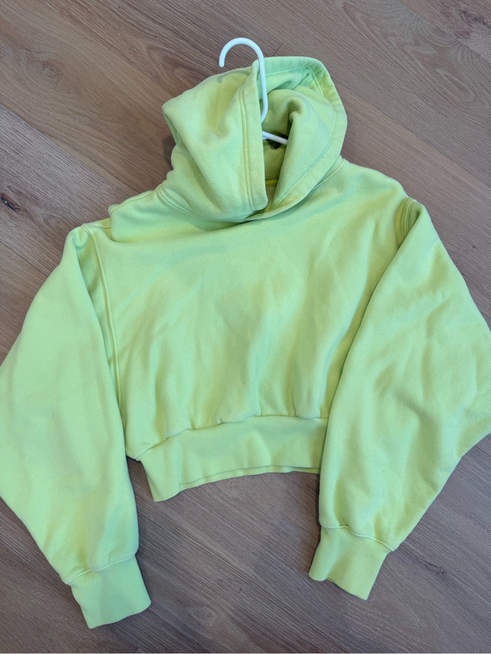 Aritzia Cropped Neon Lime Hoodie